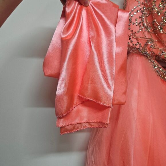 Sparkling Pink Tulle 2 Piece Dress By JULIET Size Small - Picture 4 of 7